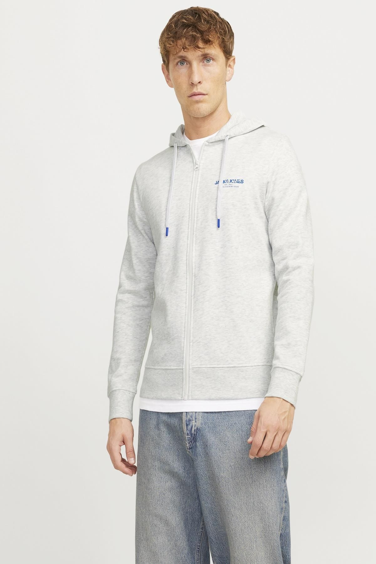 Jack&Jones Oversize Fermuarlı Kapüşonlu Erkek Sweatshirt - Minimalist Tarz Main image