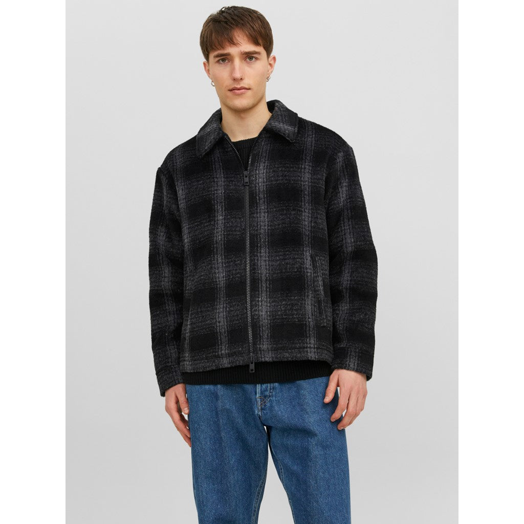 Jack&Jones Oversize Kareli Fermuarlı Erkek Ceket - Vintage Streetwear Main image