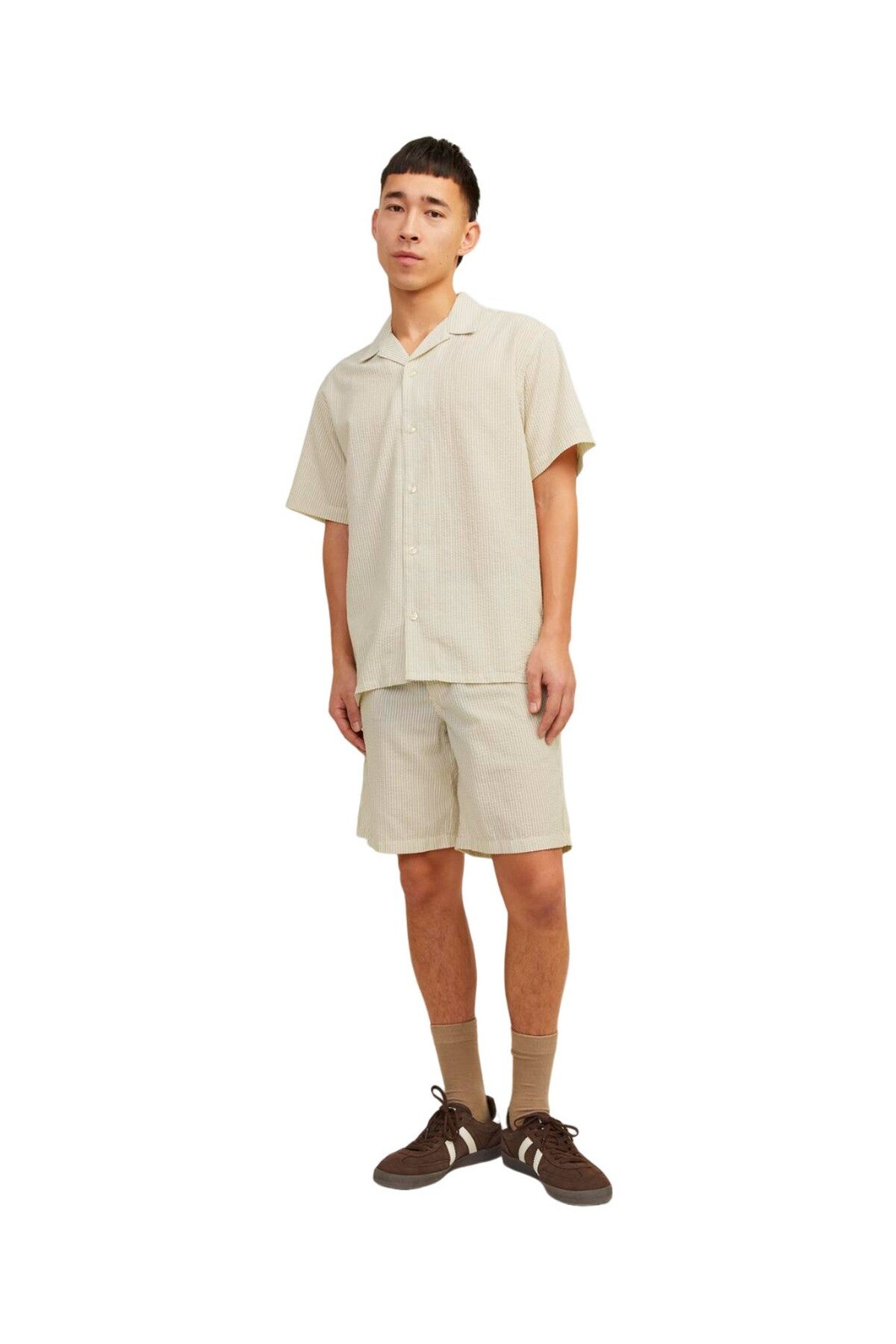 Jack&Jones Oversize Kısa Kol Çizgili Erkek Gömlek - Minimalist Main image