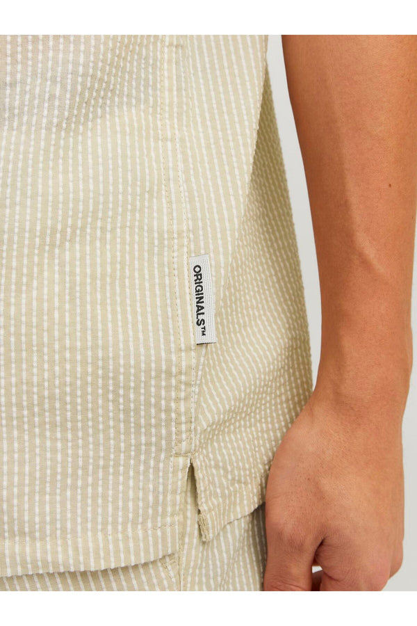 Jack&Jones Oversize Kısa Kol Çizgili Erkek Gömlek - Minimalist