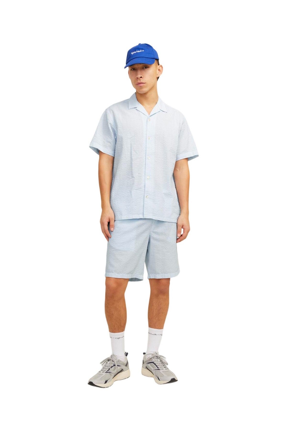 Jack&Jones Oversize Kısa Kol Çizgili Erkek Gömlek - Minimalist Secondary image