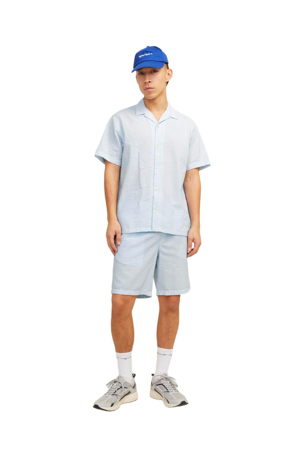 Jack&Jones Oversize Kısa Kol Çizgili Erkek Gömlek - Minimalist