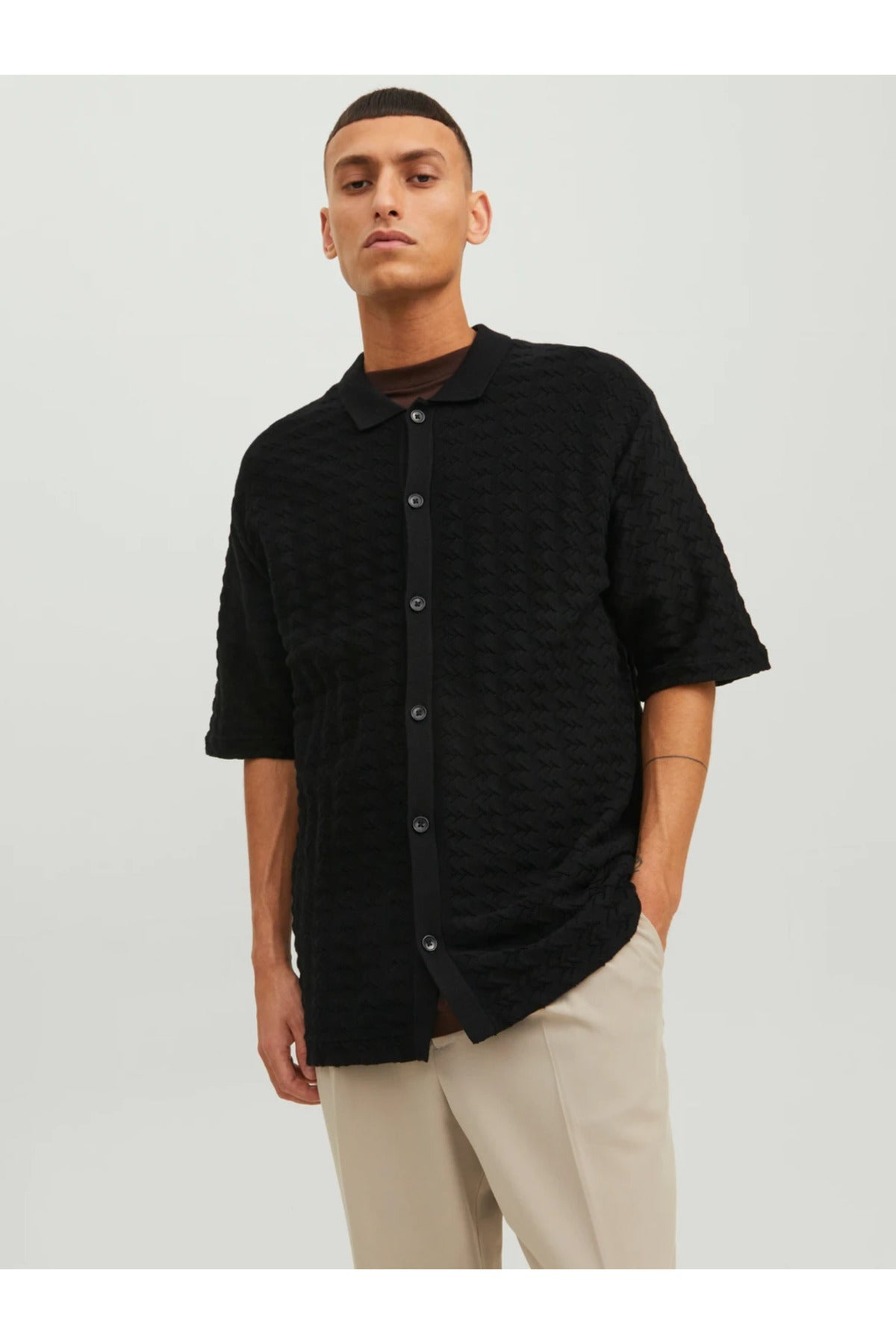Jack&Jones Oversize Polo Yaka Kısa Kol Erkek Gömlek - Minimalist Stil Secondary image