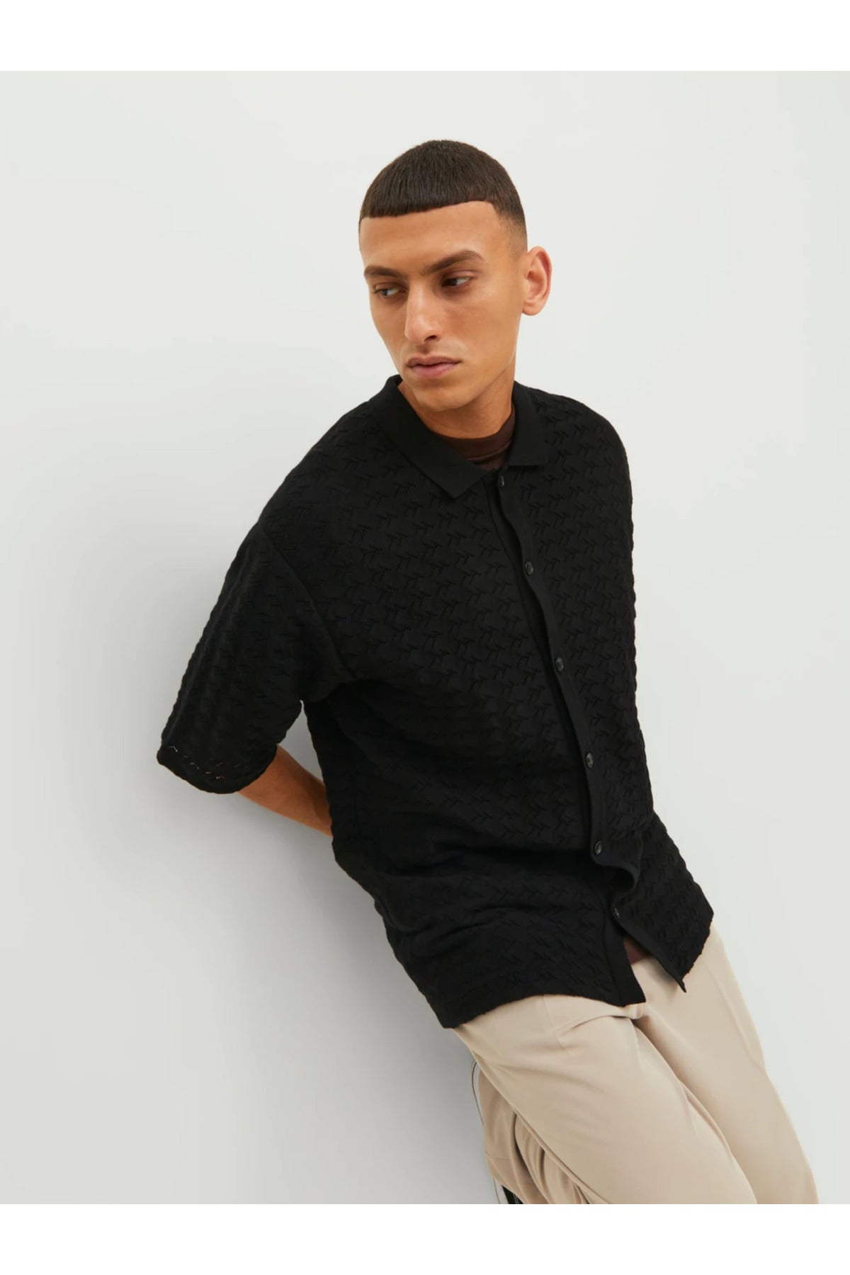 Jack&Jones Oversize Polo Yaka Kısa Kol Erkek Gömlek - Minimalist Stil