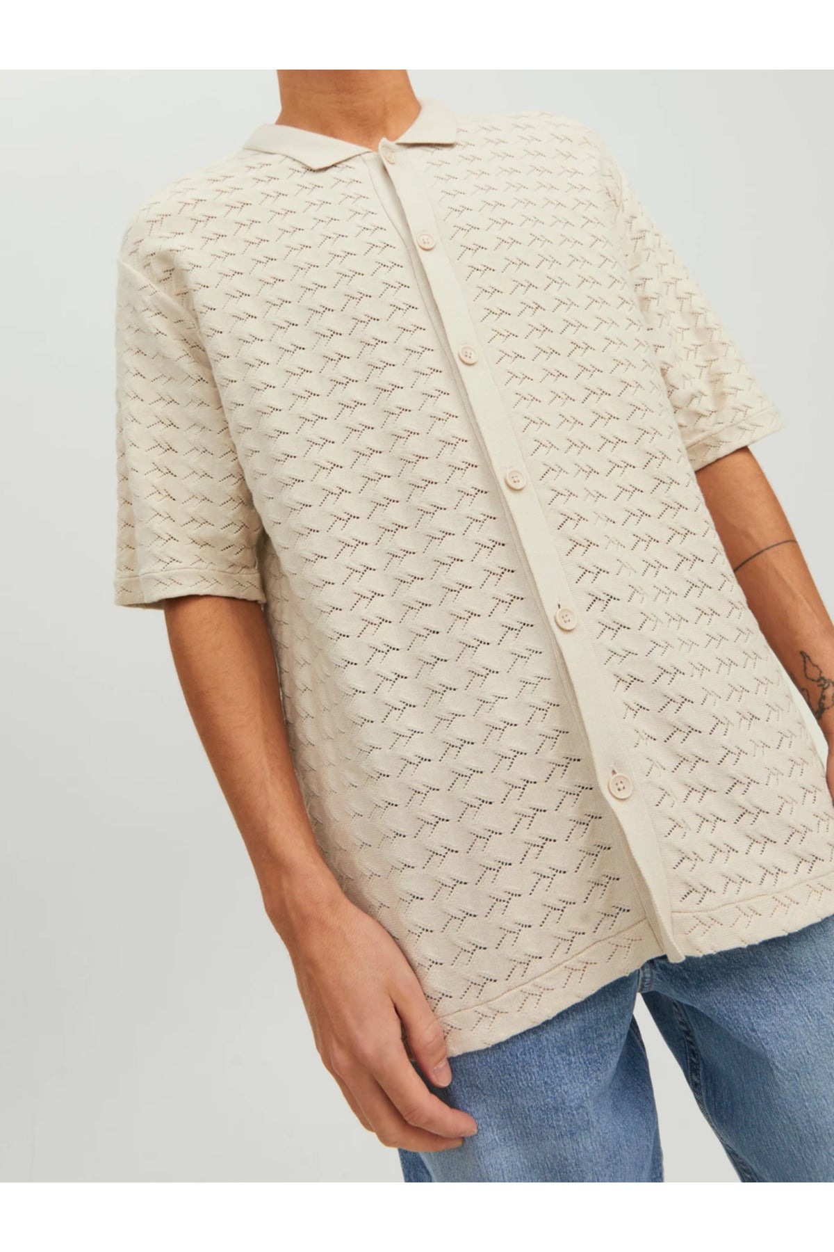 Jack&Jones Oversize Polo Yaka Kısa Kol Erkek Gömlek - Minimalist Stil