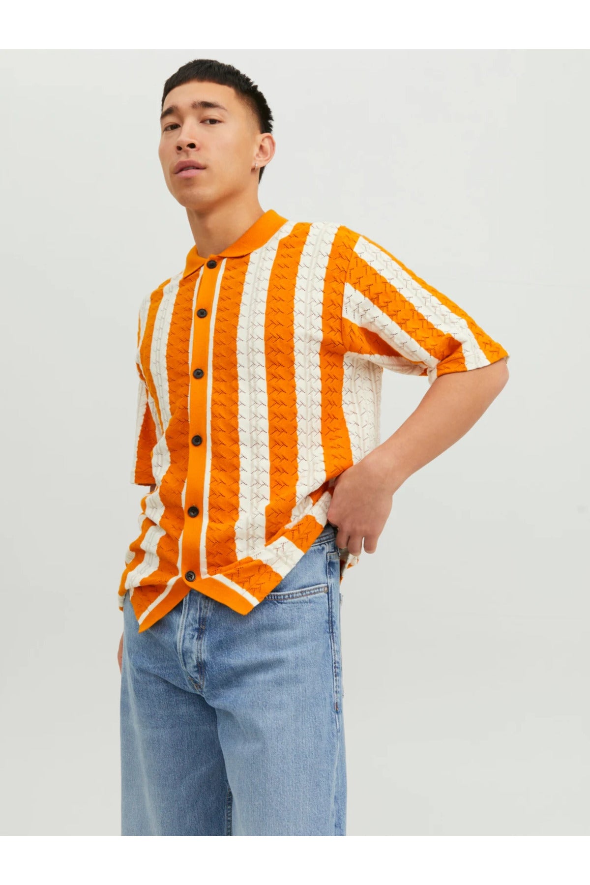 Jack&Jones Oversize Polo Yaka Kısa Kol Erkek Gömlek - Minimalist Stil Main image