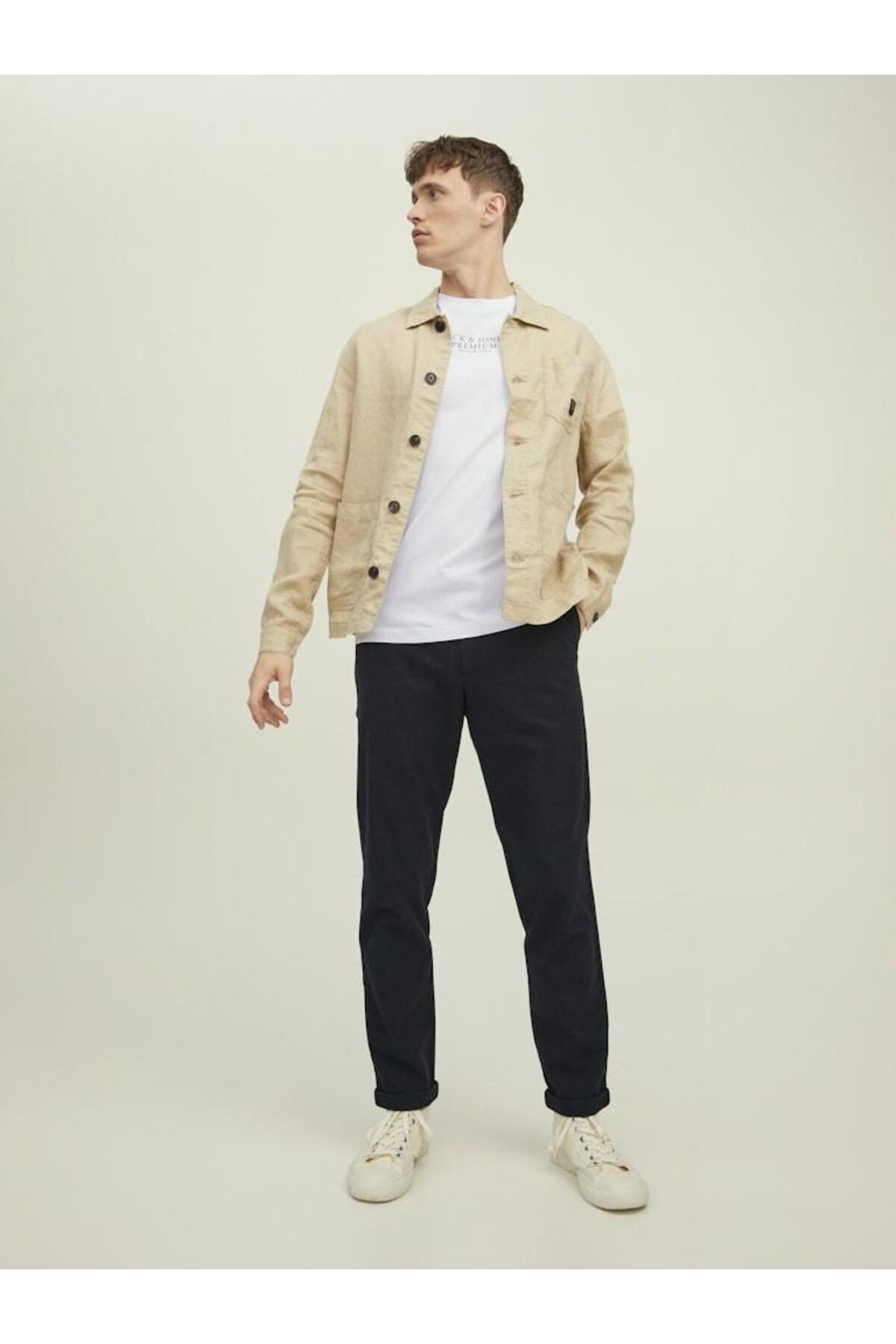 Jack&Jones Premium Minimalist Erkek T-Shirt - Kısa Kol Yuvarlak Yaka