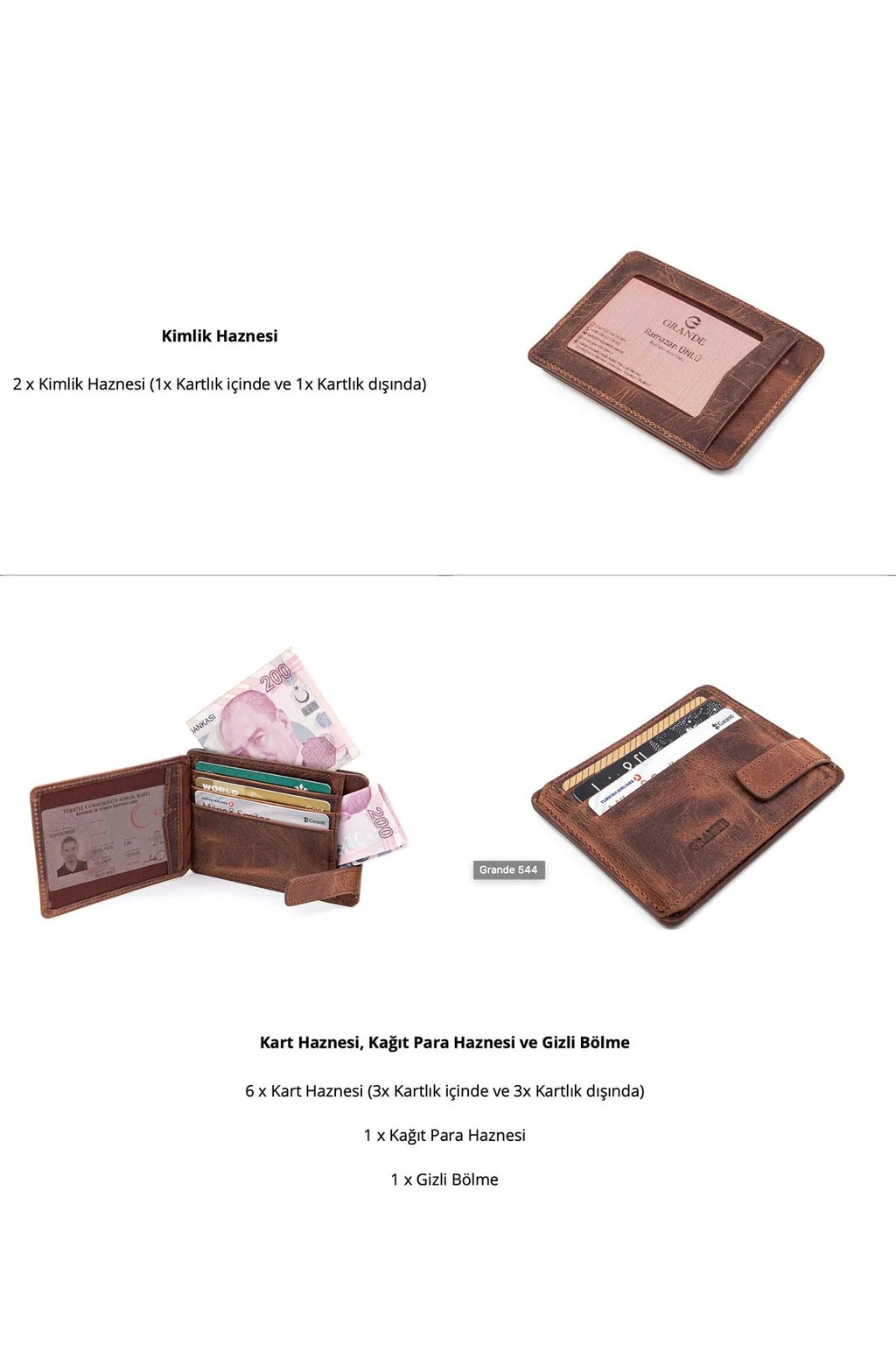 Grande Minimalist Deri Erkek Kartlık - 6 Kart + Gizli Bölme