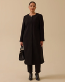 Plus size long cashmere coat with stone details Gala-Xi