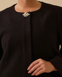 Plus size long cashmere coat with stone details Gala-Xi