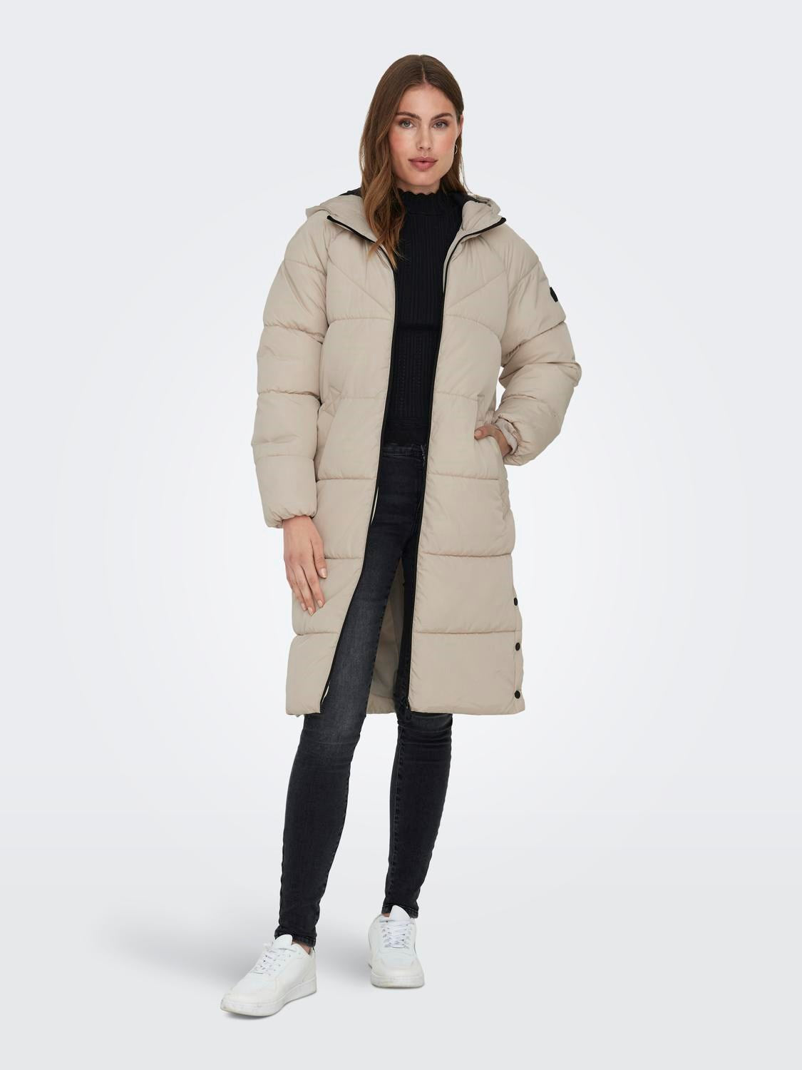 Only Oversize Kapüşonlu Midi Şişme Kaban - Kışlık - Sıcak ve Şık