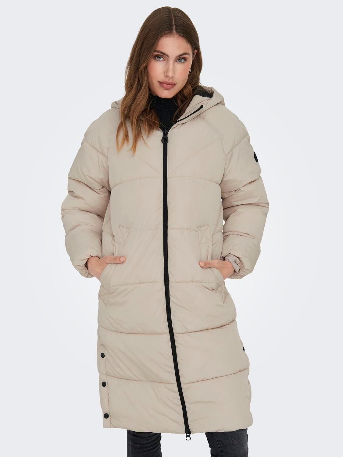 Only Oversize Kapüşonlu Midi Şişme Kaban - Kışlık - Sıcak ve Şık