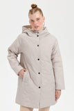 Women's Hooded Quilted Coat with Onion Pattern and Mid-Length Design