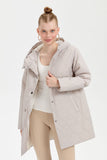 Women's Hooded Quilted Coat with Onion Pattern and Mid-Length Design