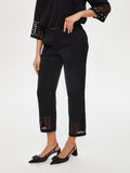 Women's Slim Fit Trousers with Holes in the Hem - Faik Sönmez