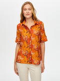 Women's Tropical Pattern Short Sleeve Cotton Voile Shirt by Faik Sönmez