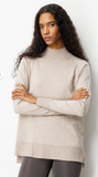 Women's Half Turtleneck Sweater with Side Slits Pattern