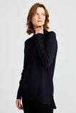 Women's Half Turtleneck Sweater with Side Slits Pattern