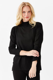 Women's Half Turtleneck Sweater with Side Slits Pattern
