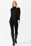 Women's Half Turtleneck Sweater with Side Slits Pattern