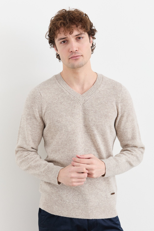 Men's V-Neck Basic Wool Sweater