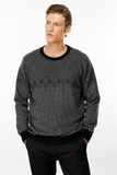 Men's Crew Neck Wool Sweater with Diamond Pattern on the Chest