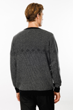 Men's Crew Neck Wool Sweater with Diamond Pattern on the Chest