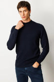 Men's Half Turtleneck Knit Sweater with Diamond Pattern on the Front 