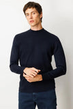 Men's Half Turtleneck Knit Sweater with Diamond Pattern on the Front 