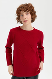 Women's Crew Neck Seamless Front Selanik Diamond Stitch Wool Sweater Pattern 