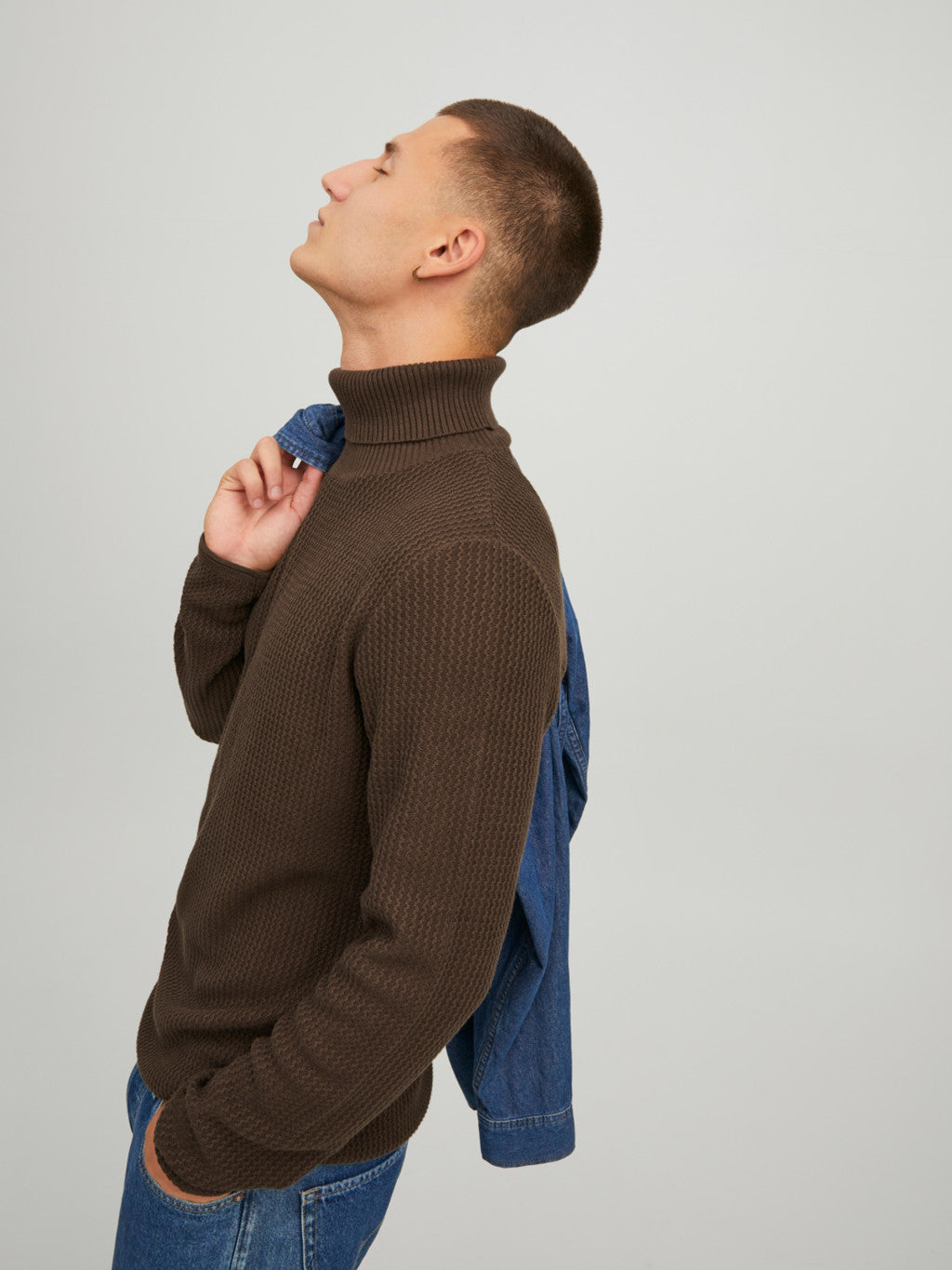 Jack&Jones Erkek Minimalist Boğazlı Uzun Kol Kazak - Oversized Fit