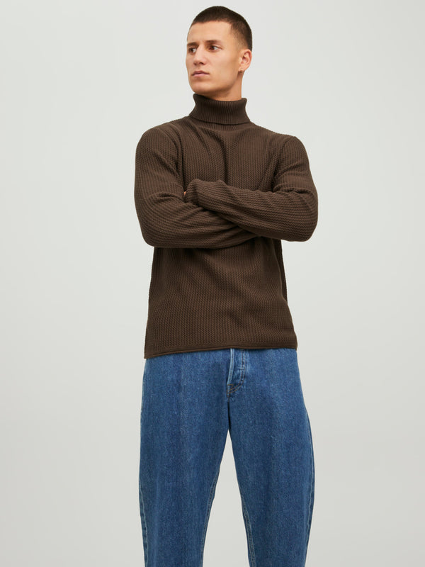 Jack&Jones Erkek Minimalist Boğazlı Uzun Kol Kazak - Oversized Fit