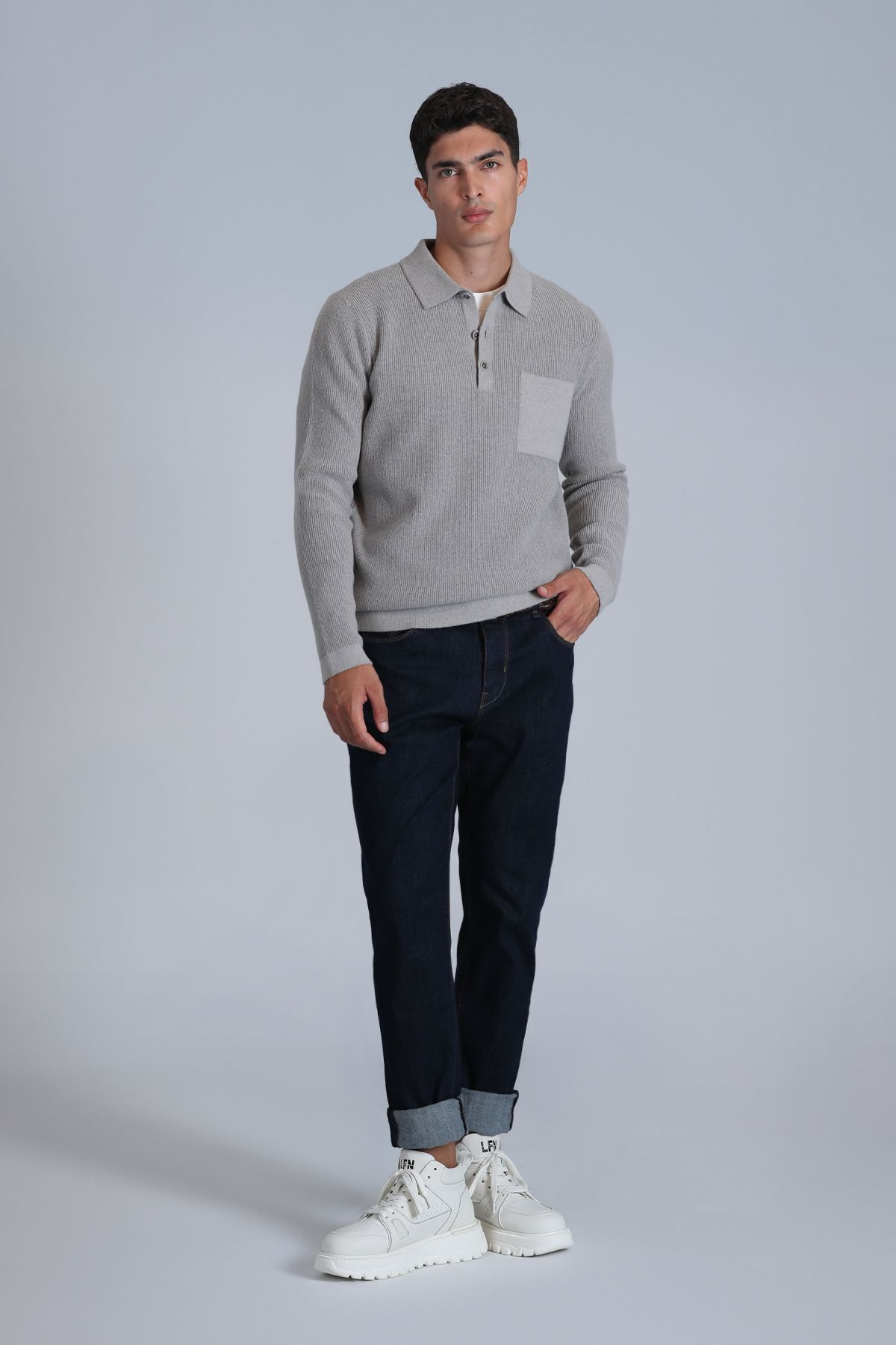 Lufian Minimalist Uzun Kol Polo Yaka Erkek Kazak - Günlük Şıklık Secondary image