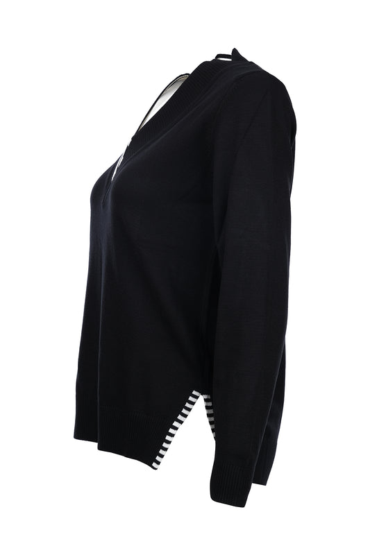 On Kadın Minimalist V Yaka Uzun Kol Kazak - Günlük Şıklık