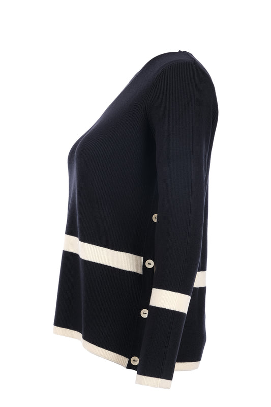 On Kadın Minimalist Uzun Kol Regular Fit Kazak - Yandan Düğmeli