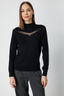 On Transparan Detaylı Triko Kazak