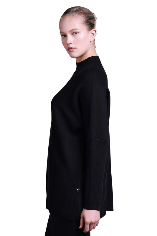 Sempre Minimalist Oversize Uzun Kol Kadın Kazak - Midi Boy - Rahat Kesim