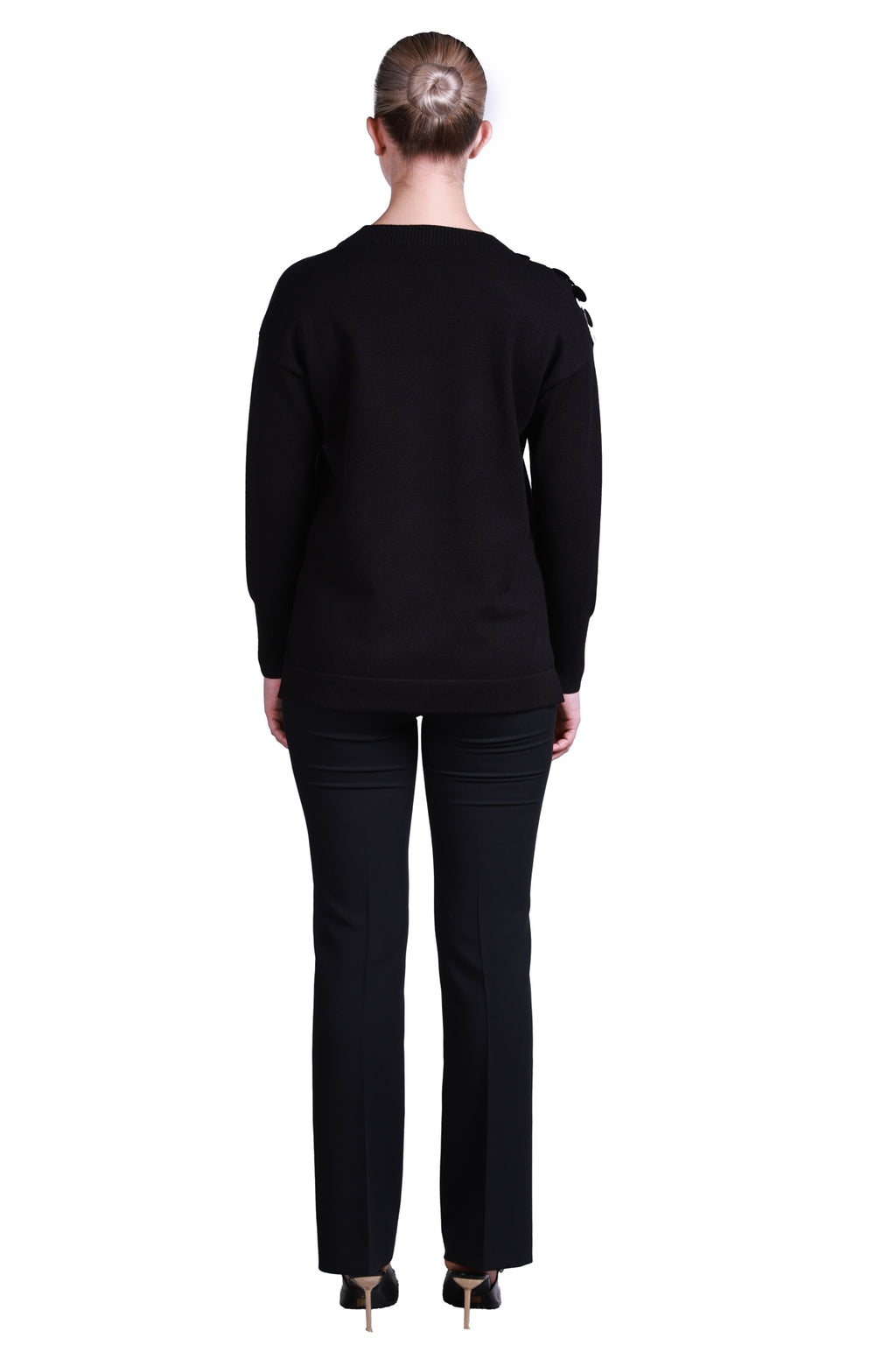 Sempre Oversize V Yaka Pullu Uzun Kol Kazak - Günlük & Şık