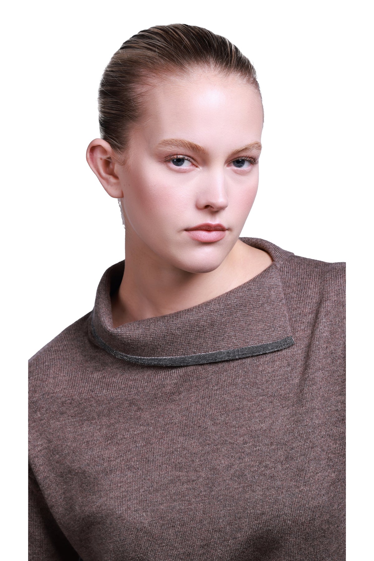 Sempre Asimetrik Yaka Oversize Kadın Kazak - Uzun Kol Minimalist