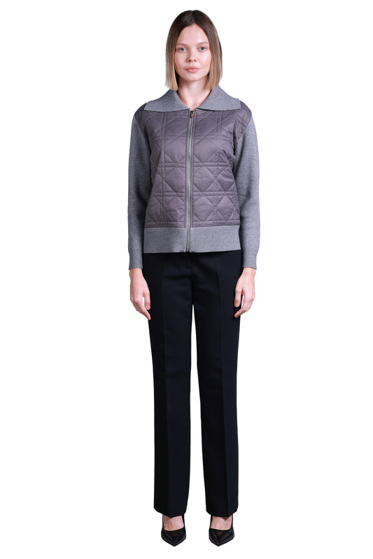 Sempre Minimalist Hooded Women's Sweater - Long Sleeve, Quilted Detail