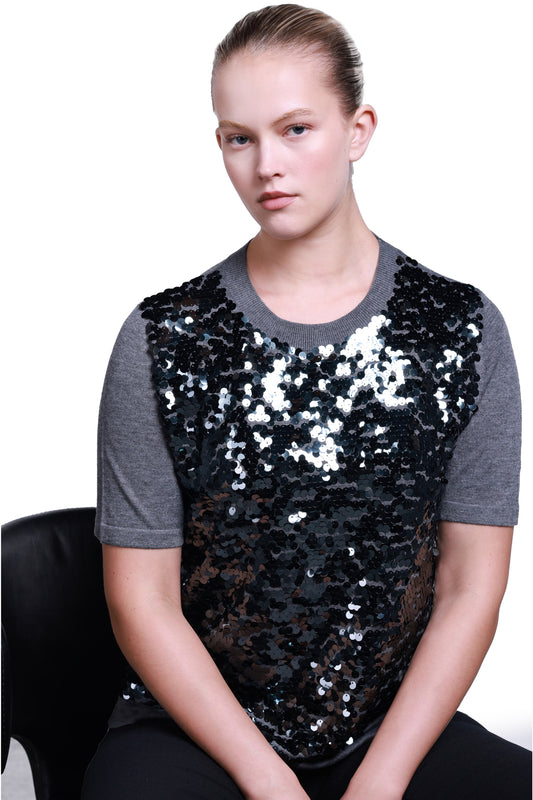 Sempre Short-Sleeve Sequin Minimalist Women's Sweater - Casual & Party