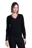 Sempre Minimalist V-Neck Long Sleeve Women's Sweater - Casual & Work
