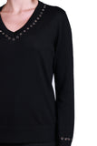 Sempre Minimalist V-Neck Long Sleeve Women's Sweater - Casual & Work