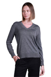 Sempre Minimalist V-Neck Long Sleeve Women's Sweater - Casual & Work