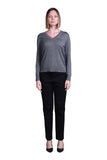 Sempre Minimalist V-Neck Long Sleeve Women's Sweater - Casual & Work