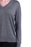 Sempre Minimalist V-Neck Long Sleeve Women's Sweater - Casual & Work