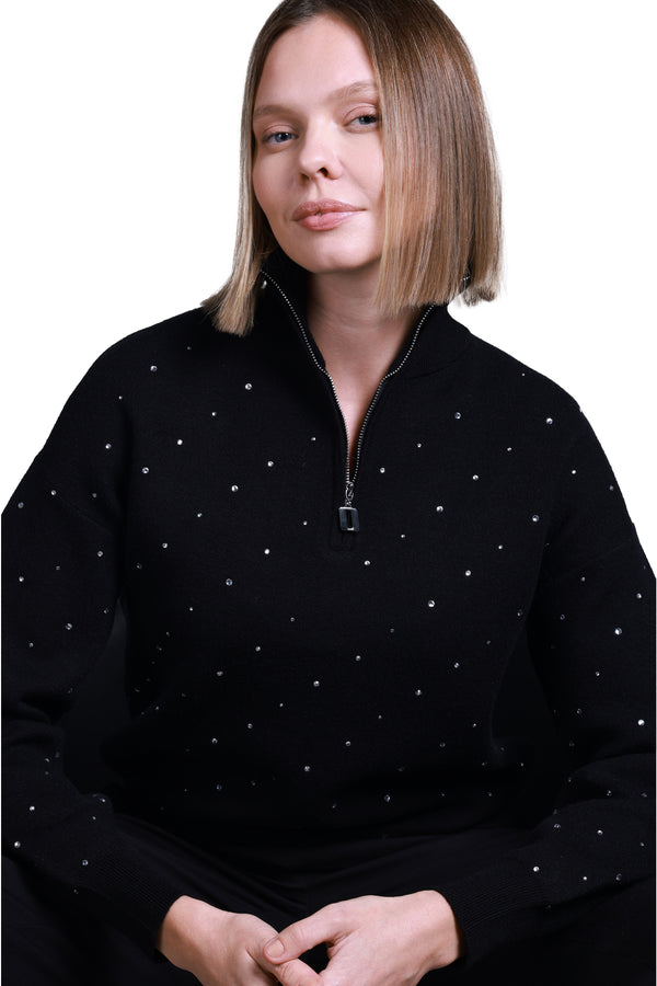 Sempre Oversize Minimalist Yarı Boğazlı Uzun Kol Kazak