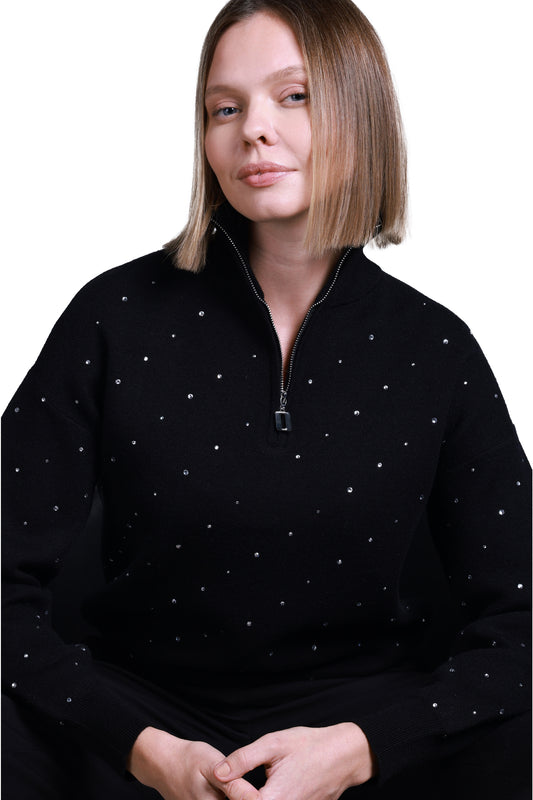 Sempre Oversize Minimalist Semi-Turtleneck Long-Sleeve Sweater