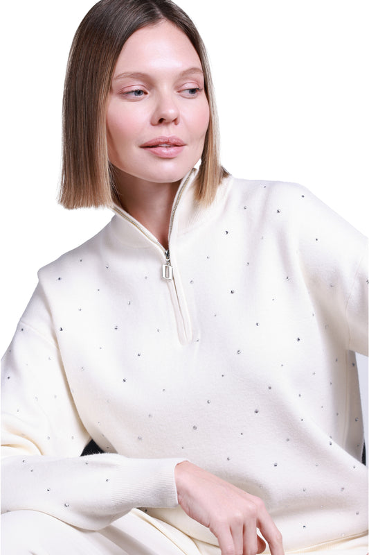 Sempre Oversize Minimalist Semi-Turtleneck Long-Sleeve Sweater