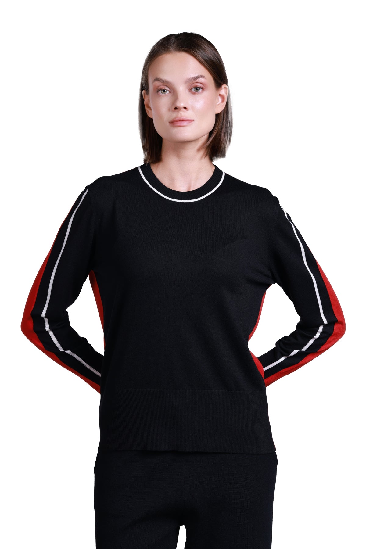Sempre Minimalist Kadın Kazak - Oversize Uzun Kol Yuvarlak Yaka Günlük Main image